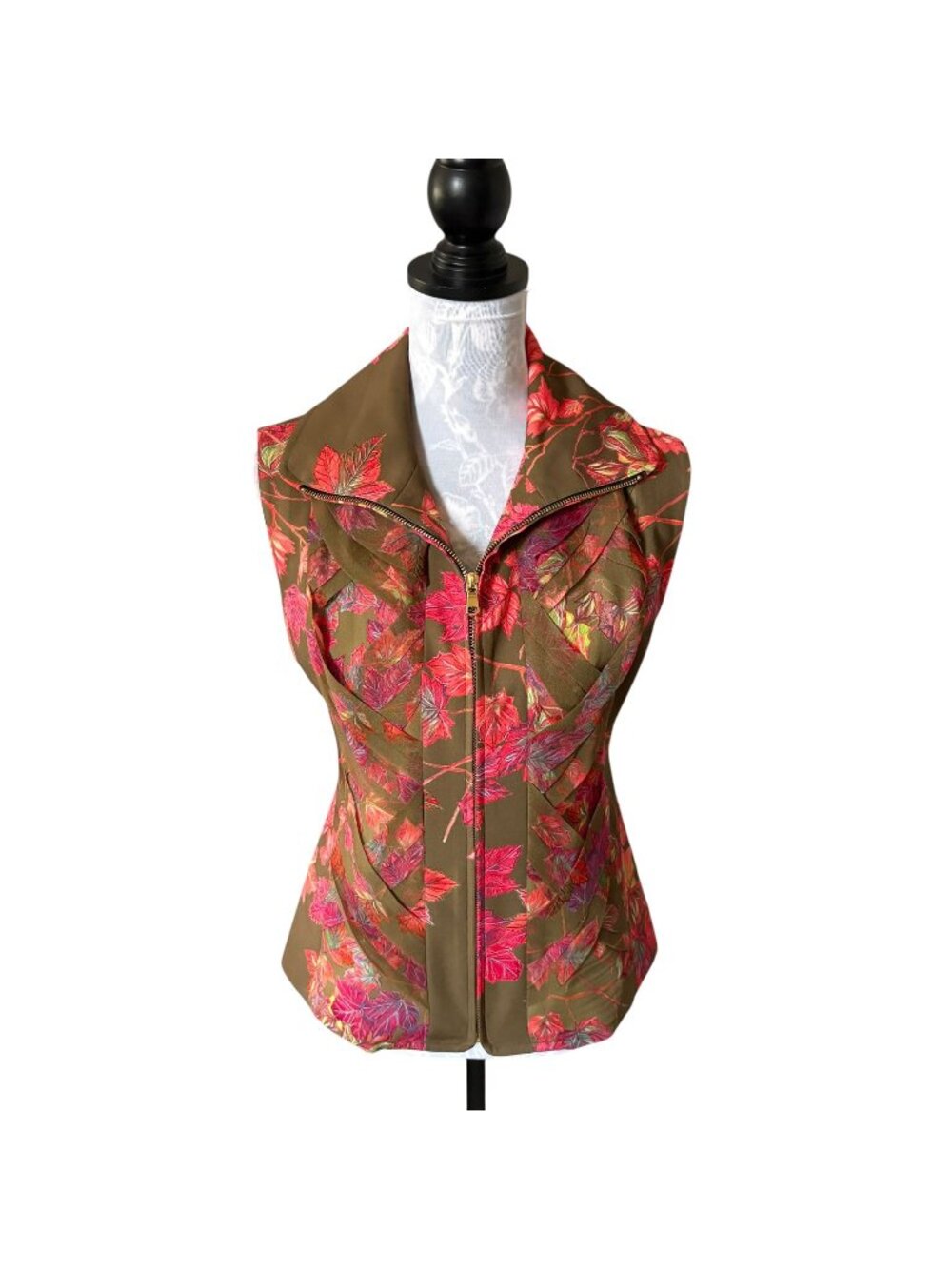 Ala Von Auersperg Lilla Stretch Knit Vest Womens Floral Colorful Xsmall NWT